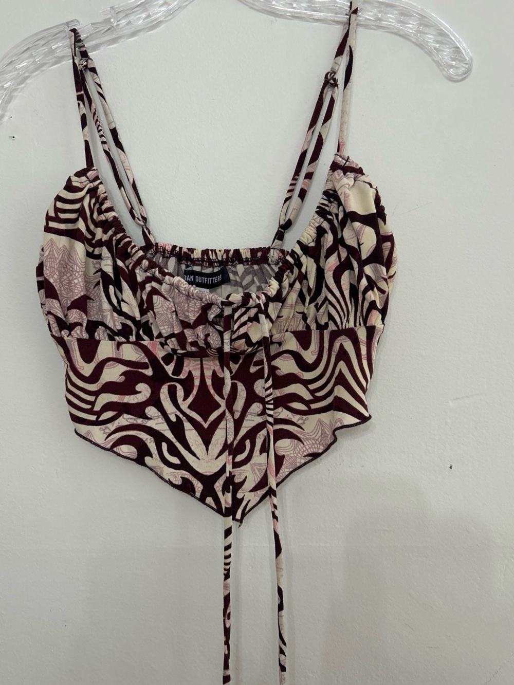 Urban Outfitters Brown & Cream Abstract Tie-Front Cami
